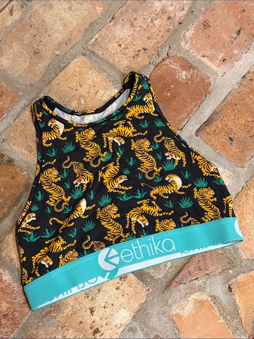 ethika sz Small Black Tiger Print Sports Bra